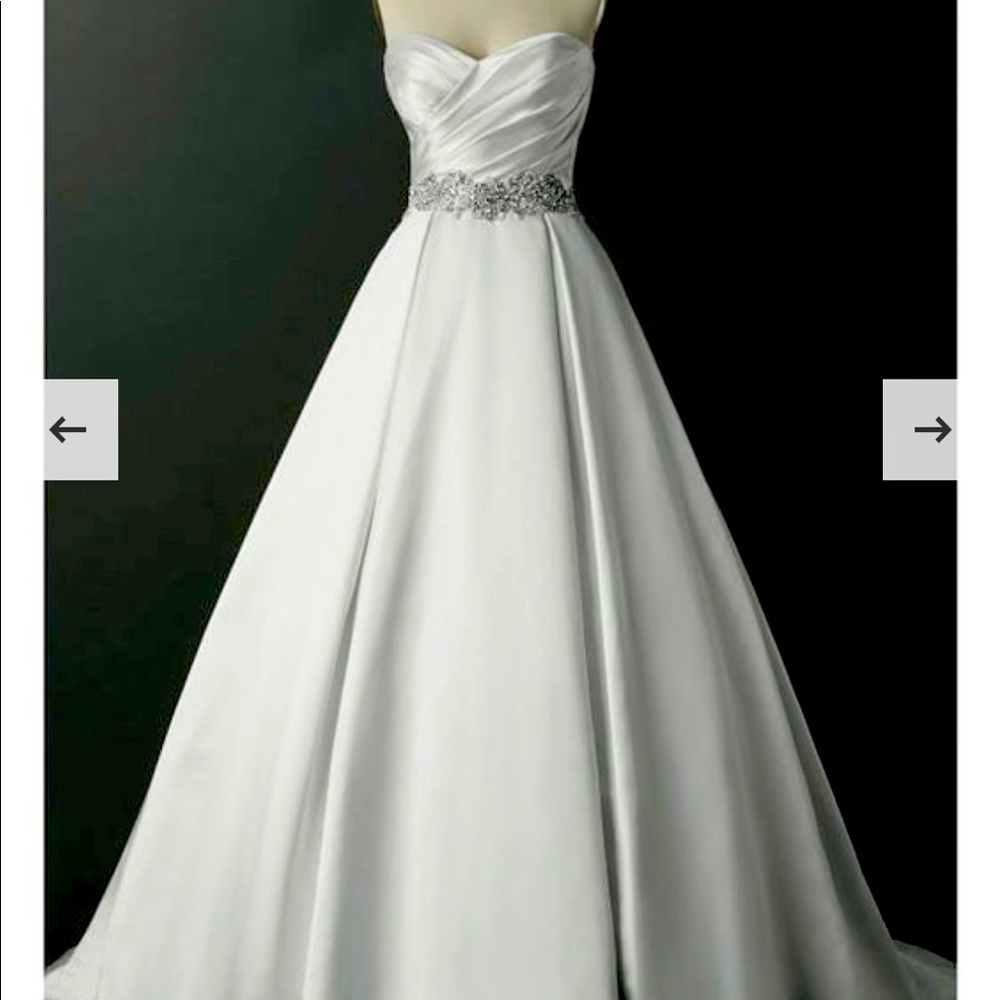Alfred Angelo White Wedding Dress with Silver Accents